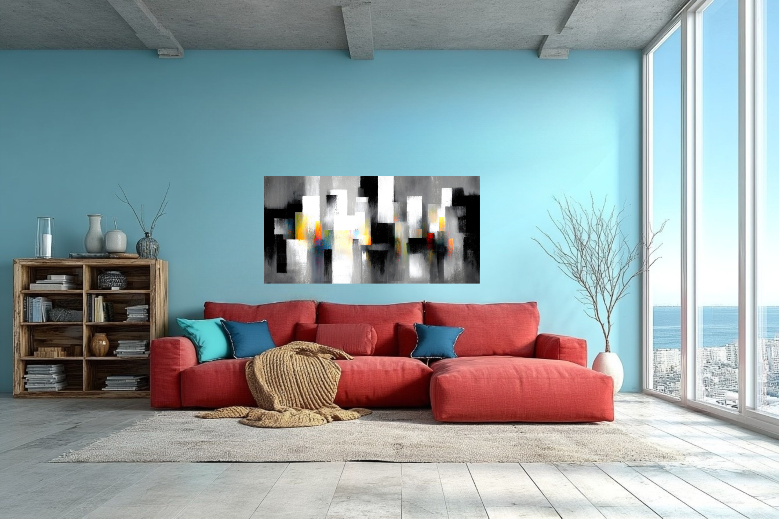 Gallery wall layout demonstrating consistent spacing